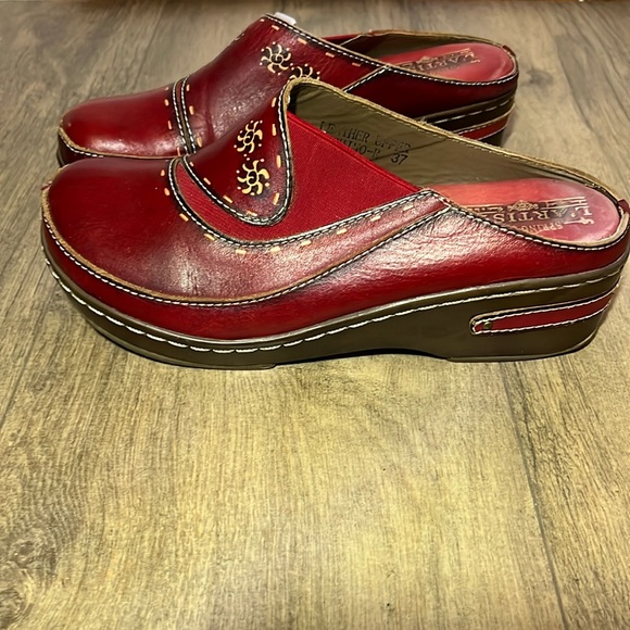 L’ARTISTE spring step women’s red leather clogs sz 37 - Picture 1 of 6